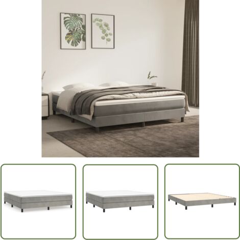 The Living Store Bettgestell ohne Matratze Hellgrau 180x200 cm Samt - Samt Bett - Boxspringbett - Doppelbett - Schlafzimmer Dekoration - Hellgraues Bett