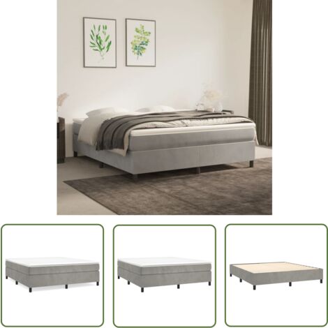 The Living Store Bettgestell ohne Matratze Hellgrau 180x200 cm Samt - Samtbett - Doppelbett - Boxspringbetten - Bettenrahmen - Bettgestell
