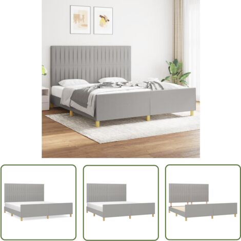 The Living Store Bettgestell ohne Matratze Hellgrau 180x200 cm Stoff - Bettstellengestell - Doppelbett - Boxspringbetten - Lattenrost - Holzrahmen