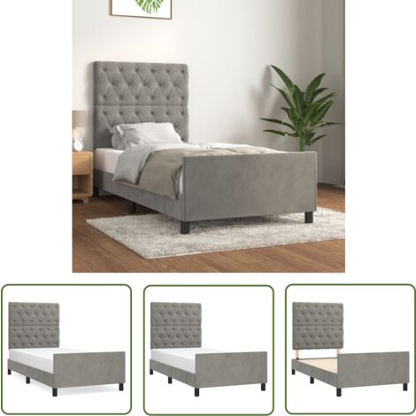 The Living Store Bettgestell ohne Matratze Hellgrau 80x200 cm Samt - Samtbettwäsche - Bettsofa - Boxspringbett - Doppelbett - Einzelbett