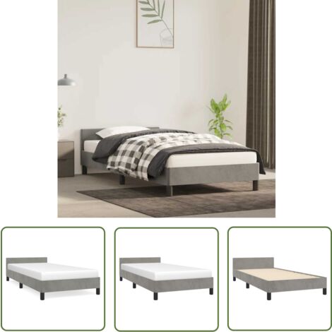 The Living Store Bettgestell ohne Matratze Hellgrau 80x200 cm Samt - Samtbettwäsche - Kopfteil Bett - Doppelbett - Boxspringbett - Bett Gestell