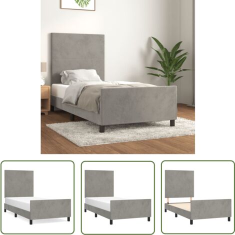 The Living Store Bettgestell ohne Matratze Hellgrau 90x190 cm Samt - Samtbettwäsche - Bettestel - Doppelbett - Boxspringbett - Hochbett