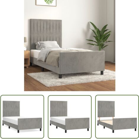The Living Store Bettgestell ohne Matratze Hellgrau 90x190 cm Samt - Samtbettwäsche - Bettsofa - Boxspringbett - Hochbett - Doppelbett
