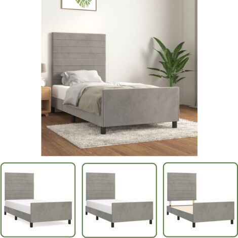 The Living Store Bettgestell ohne Matratze Hellgrau 90x200 cm Samt - Samtbettwäsche - Bettestel - Doppelbett - Boxspringbett - Hochbett