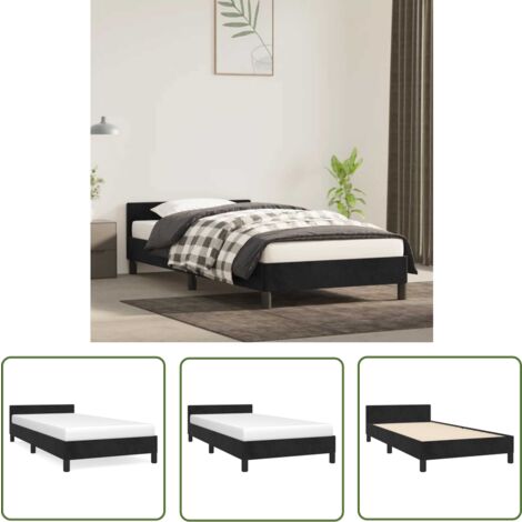 The Living Store Bettgestell ohne Matratze Schwarz 100x200 cm Samt - Samtbettwäsche - Doppelbett - Boxspringbett - Schlafzimmer Dekoration - Bettgestell Schwarz