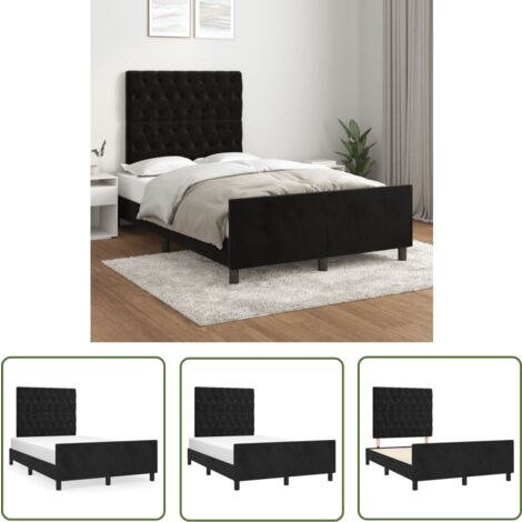 The Living Store Bettgestell ohne Matratze Schwarz 120x200 cm Samt - Samtbettwäsche - Doppelbett - Boxspringbett - Lattenrost - Hochbett