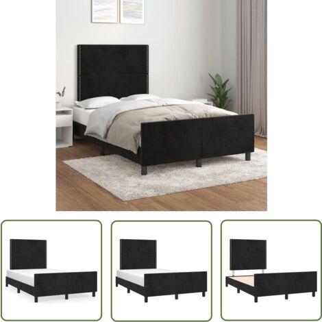The Living Store Bettgestell ohne Matratze Schwarz 120x200 cm Samt - Samtsofa - Doppelbett - Boxspringbetten - Hochbett - Lattenrost