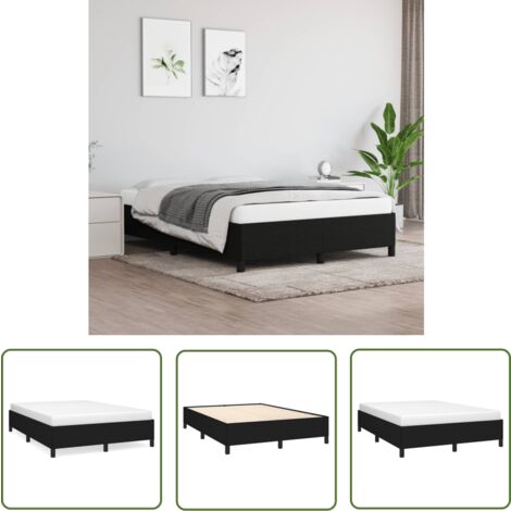 The Living Store Bettgestell ohne Matratze Schwarz 140x190 cm Stoff - Bettrahmen - Doppelbett - Boxspringbetten - Lattenrost - Schlafzimmermöbel