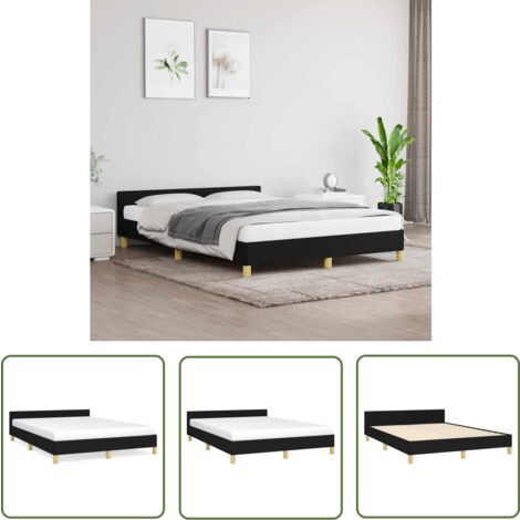 The Living Store Bettgestell ohne Matratze Schwarz 140x190 cm Stoff - Bettsofa - Doppelbett - Boxspringbetten - Lattenrost - Schlafzimmermöbel