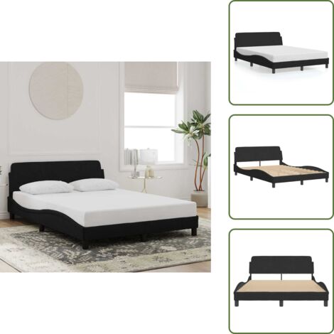 The Living Store Bettgestell ohne Matratze Schwarz 140x200 cm Samt - Samt Bettgestell - Doppelbett - Boxspringbett - Schlafzimmer Dekoration - Modernes Bett