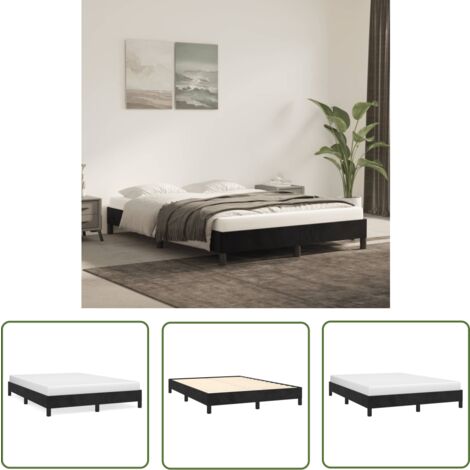 The Living Store Bettgestell ohne Matratze Schwarz 140x200 cm Samt - Samtbettwäsche - Doppelbett - Boxspringbett - Lattenrost - Schlafzimmer Dekoration