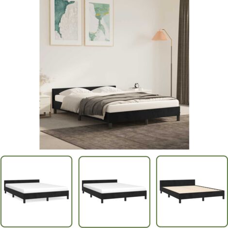 The Living Store Bettgestell ohne Matratze Schwarz 140x200 cm Samt - Samtbettwäsche - Doppelbett - Boxspringbett - Schlafzimmer Dekoration - Schwarzes Bett