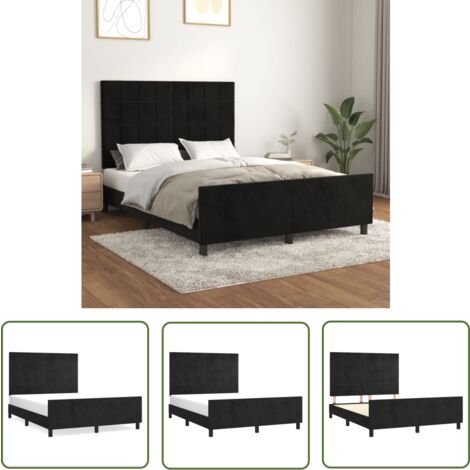 The Living Store Bettgestell ohne Matratze Schwarz 140x200 cm Samt - Samtbettwäsche - Schlafzimmer Dekoration - Boxspringbett - Doppelbett - Hochwertiges Bettgestell