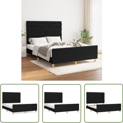 The Living Store Bettgestell ohne Matratze Schwarz 140x200 cm Stoff - Bettes - Doppelbett - Boxspringbetten - Lattenrost - Schlafzimmermöbel