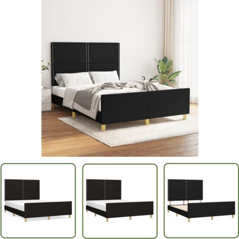 The Living Store Bettgestell ohne Matratze Schwarz 140x200 cm Stoff - Bettsofa - Boxspringbetten - Doppelbett - Lattenrost - Massivholzbette