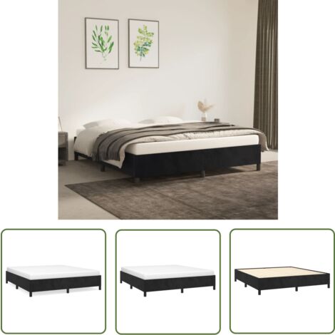 The Living Store Bettgestell ohne Matratze Schwarz 160x200 cm Samt - Samtbettwäsche - Doppelbett - Boxspringbett - Bettrahmen Schwarz - Lattenrost