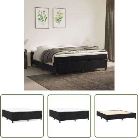 The Living Store Bettgestell ohne Matratze Schwarz 180x200 cm Samt - Samtbett - Doppelbett - Boxspringbetten - Bettgestell - Schwarzes Bett
