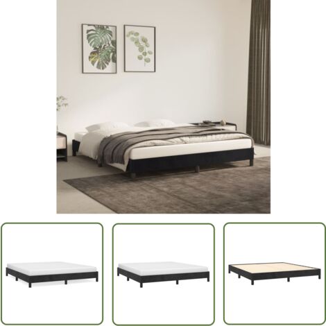 The Living Store Bettgestell ohne Matratze Schwarz 180x200 cm Samt - Samtbettwäsche - Doppelbett - Boxspringbett - Bettrahmen Schwarz - Bettgestell