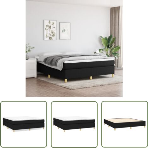 The Living Store Bettgestell ohne Matratze Schwarz 180x200 cm Stoff - Bettesrahmen - Doppelbett - Boxspringbetten - Lattenrost - Massivholzbette