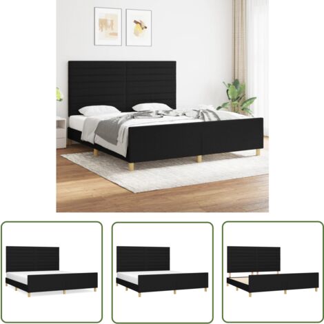 The Living Store Bettgestell ohne Matratze Schwarz 180x200 cm Stoff - Bettsystem - Doppelbett - Boxspringbetten - Lattenrost - Schlafzimmermöbel