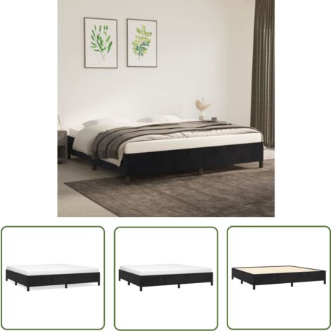 The Living Store Bettgestell ohne Matratze Schwarz 200x200 cm Samt - Samtbettwäsche - Doppelbett - Boxspringbett - Bettrahmen Schwarz - Luxusbett