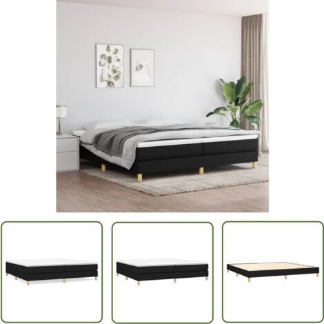 The Living Store Bettgestell ohne Matratze Schwarz 200x200 cm Stoff - Bettes Gestell - Doppelbett - Boxspringbetten - Schlafzimmer Möbel - Schwarzes Bett