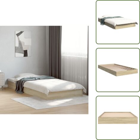 The Living Store Bettgestell ohne Matratze Sonoma-Eiche 100x200 cm Holzwerkstoff - Holzbettfassungen - Bettkörper - Lattenrost - Doppelbett - Einzelbett