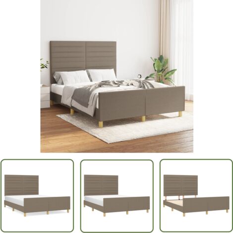 The Living Store Bettgestell ohne Matratze Taupe 140x190 cm Stoff - Bettes Gestell - Doppelbett - Lattenrost - Kopfstütze - Schlafzimmer Möbel