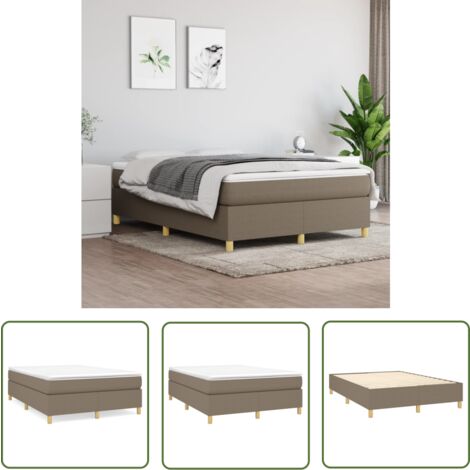 The Living Store Bettgestell ohne Matratze Taupe 140x200 cm Stoff - Bettes Gestell - Doppelbett - Lattenrost - Holzrahmen - Stoffbettwäsche