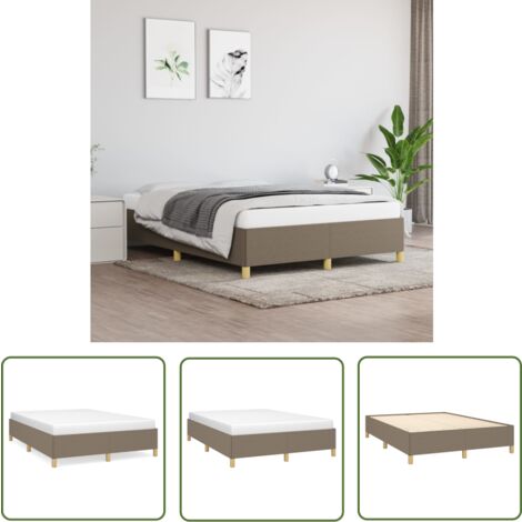 The Living Store Bettgestell ohne Matratze Taupe 140x200 cm Stoff - Bettesrahmen - Doppelbett - Lattenrost - Schlafzimmermöbel - Massivholzmöbel