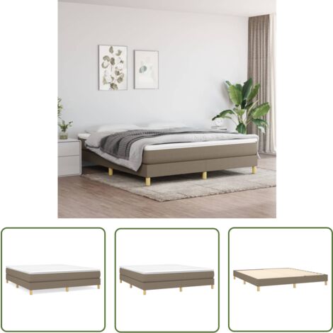 The Living Store Bettgestell ohne Matratze Taupe 160x200 cm Stoff - Bettes Gestell - Doppelbett - Lattenrost - Holzrahmen - Stoffbettwäsche