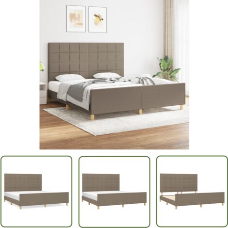 The Living Store Bettgestell ohne Matratze Taupe 180x200 cm Stoff - Bettestell - Doppelbett - Boxspringbetten - Lattenrost - Holzrahmen