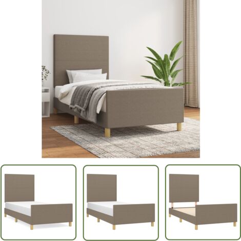 The Living Store Bettgestell ohne Matratze Taupe 90x200 cm Stoff - Bettgestell - Doppelbett - Lattenrost - Kopfteil - Massivholzbette
