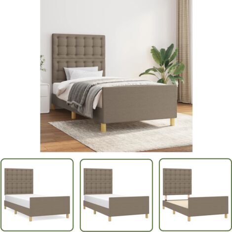 The Living Store Bettgestell ohne Matratze Taupe 90x200 cm Stoff - Bettgestell - Holzbettfundament - Lattenrost - Doppelbett - Boxspringbett