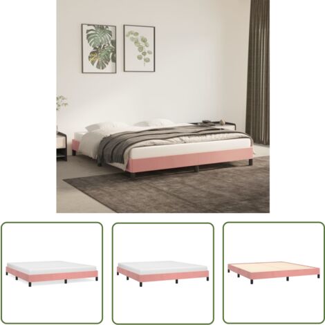 The Living Store Bettgestell Rosa 160x200 cm Samt - Samtbett - Rosa Bettgestell - Doppelbett Gestell - Boxspringbetten - Bettrahmen