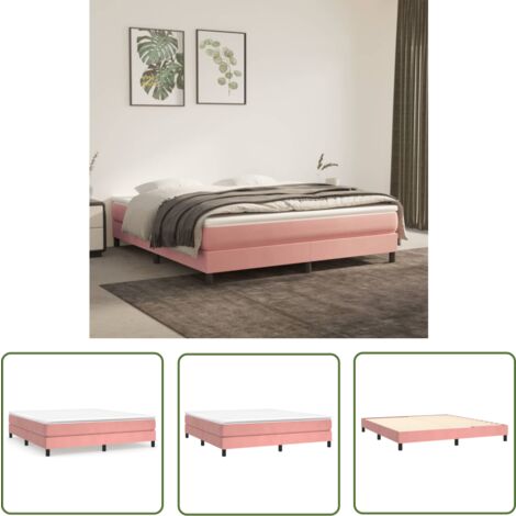 The Living Store Bettgestell Rosa 180x200 cm Samt - Samtbett - Rosa Bettgestell - Doppelbett Gestell - Boxspringbetten - Schlafzimmer Dekoration