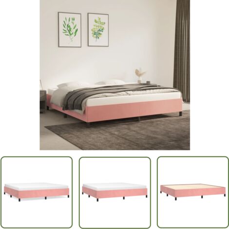 The Living Store Bettgestell Rosa 200x200 cm Samt - Samtbett - Rosa Bettgestell - Doppelbett Gestell - Boxspringbetten - Bettrahmen