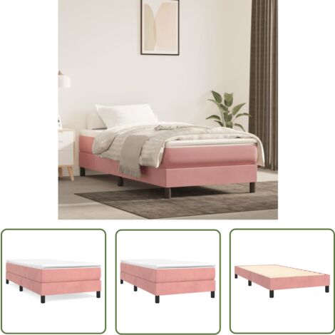 The Living Store Bettgestell Rosa 80x200 cm Samt - Samtbett - Rosa Bettgestell - Kinderbett - Jugendzimmer - Gästezimmer