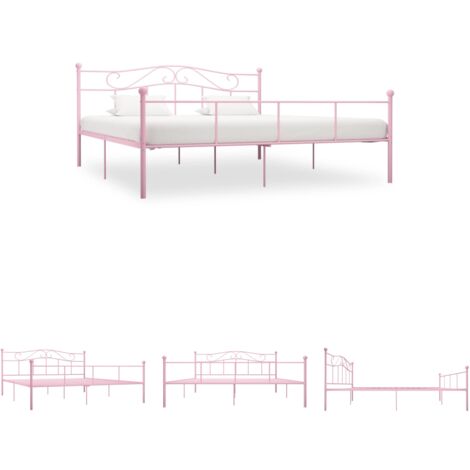 The Living Store Bettgestell Rosa Metall 180x200 cm - Betten & Bettgestelle