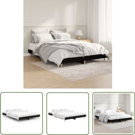 The Living Store Bettgestell Schwarz 140x190 cm Holzwerkstoff - Bettes Gestell - Doppelbett - Massivholzbette - Holzbettfundament - Schwarzes Bett