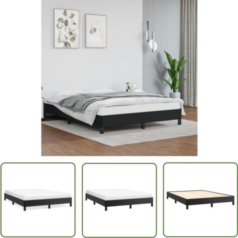 The Living Store Bettgestell Schwarz 140x190 cm Kunstleder - Schlafzimmer Möbel - Betten Gestellen - Doppelbett - Kunstleder Bett - Schwarzes Bett