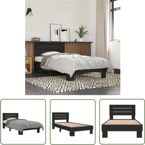 The Living Store Bettgestell Schwarz 75x190 cm Holzwerkstoff und Metall - Schlafzimmerbettwäsche - Doppelbett - Boxspringbett - Bettkasten - Lattenrost