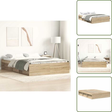 The Living Store Bettgestell Sonoma Eiche 120x190 cm - Holzbettfassungen - Bettrahmen - Doppelbett - Massivholzbette - Bettkasten