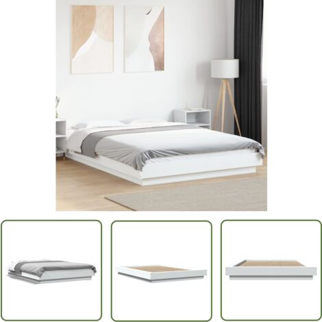 The Living Store Bettgestell Weiß 120x190 cm Holzwerkstoff - Holzbettfassungen - Betträume - Doppelbett - Einzelbett - Weißes Bettgestell