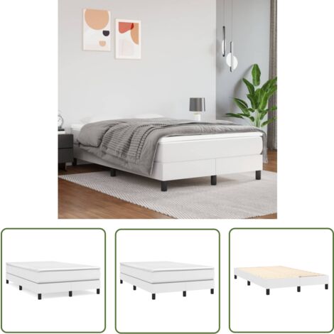 The Living Store Bettgestell Weiß 120x200 cm Kunstleder - Bettes Gestell - Schlafzimmer Möbel - Weißes Bett - Kunstleder Bett - Doppelbett