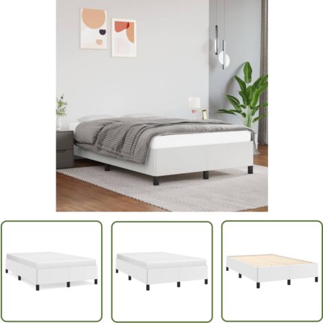 The Living Store Bettgestell Weiß 120x200 cm Kunstleder - Bettesrahmen - Doppelbett - Weißes Bett - Kunstlederbett - Modernes Bett