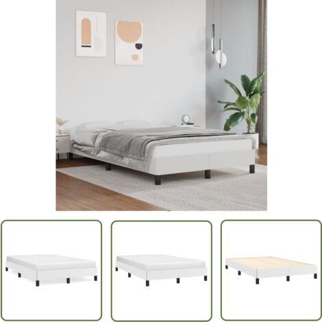 The Living Store Bettgestell Weiß 120x200 cm Kunstleder - Bettrahmen - Schlafzimmermöbel - Doppelbett - Weißes Bett - Kunstlederbett
