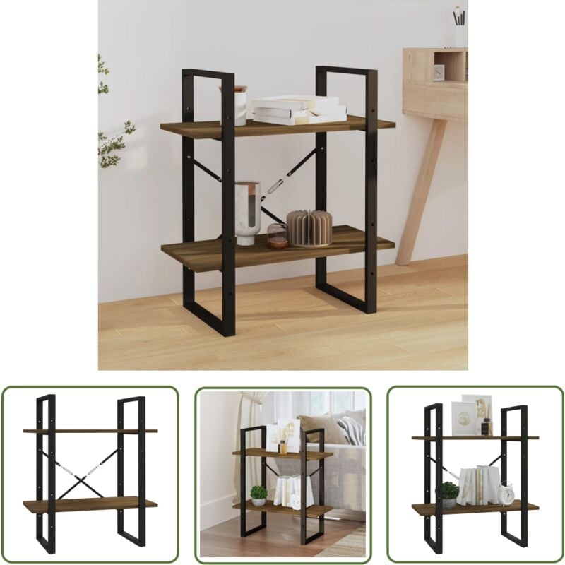 The Living Store - Bibliothèque 2 niveaux Chêne brun 60x30x70 cm Bois d'ingénierie - Bibliothèque - Étagère - Meuble De Rangement - Rangement