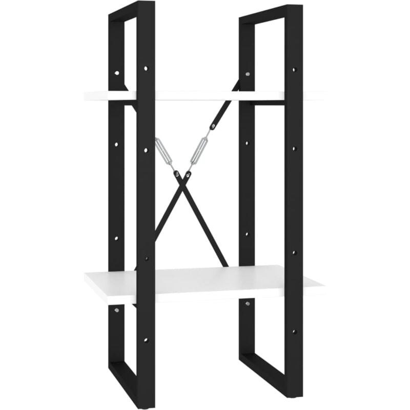 INLIFE Bibliothèque à 2 niveaux Blanc 40x30x70 cm Aggloméré