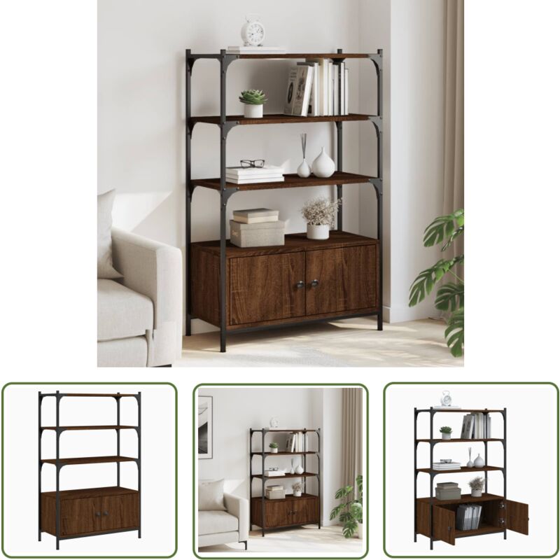 The Living Store - Bibliothèque à 3 niveaux chêne marron 70x30x109,5 cm - Bibliothèque Murale - Bibliothèque Design - Bibliothèque Moderne - Étagère